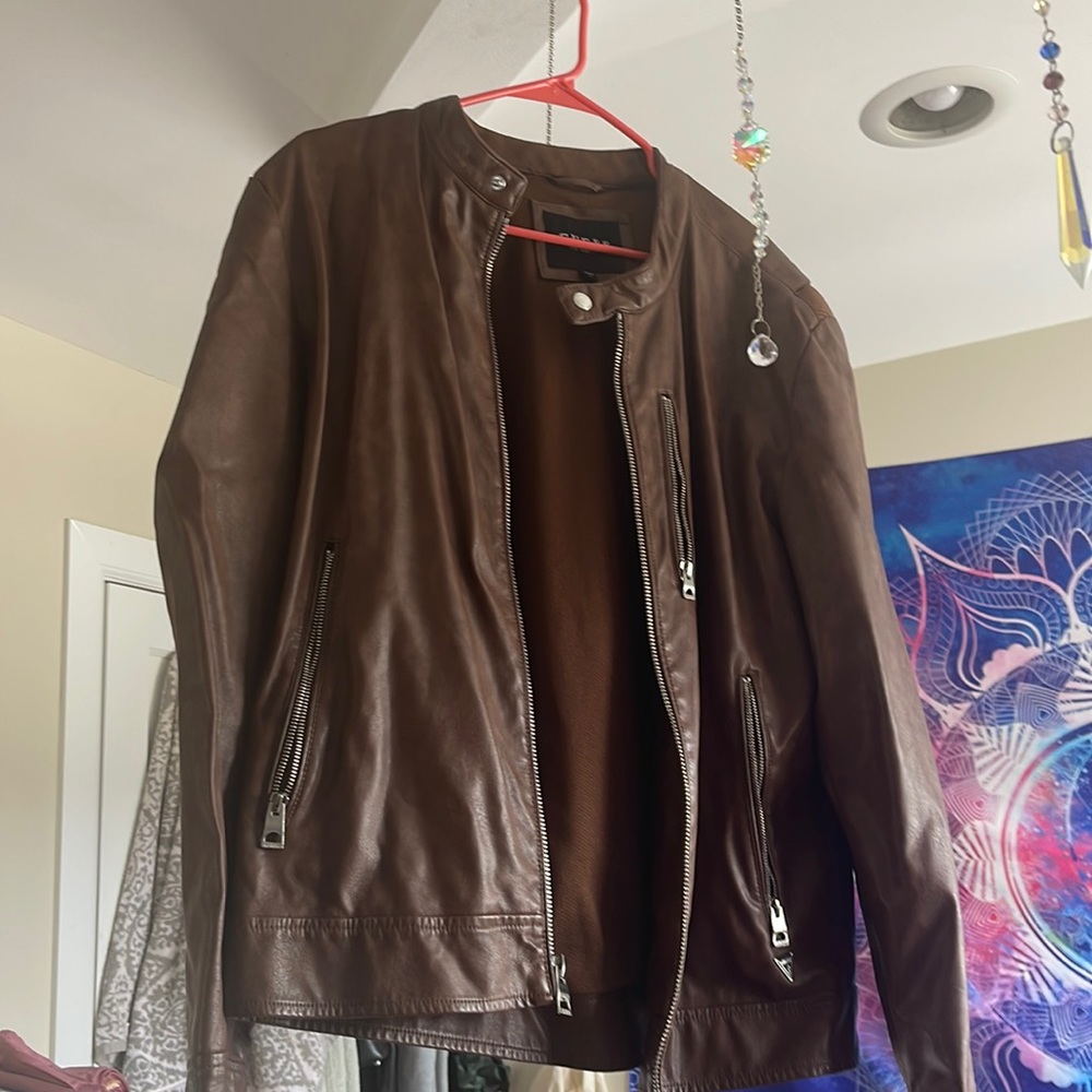 Brown Leather Jacket, Guess branded, XL